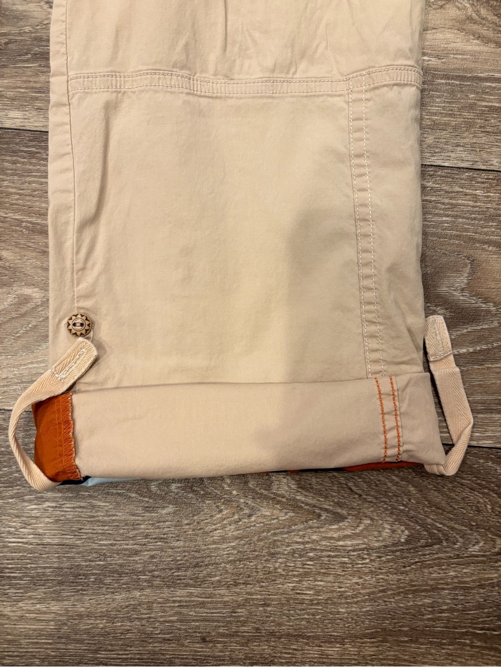 Aventura Clothing Beige Khaki Pants with Decorative Button Roll Tab Pants Size 4 - Picture 3 of 5